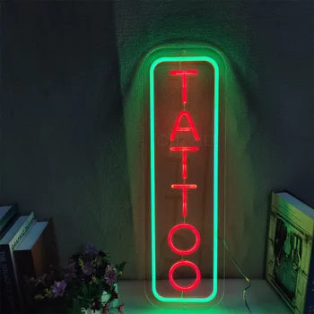 Изготовленная на заказ татуировка, светодиодная неоновая вывеска для мужчин, настенный декор в пещере, Украшение салона, Ручная работа, персонализированный подарок, ночная световая вывеска