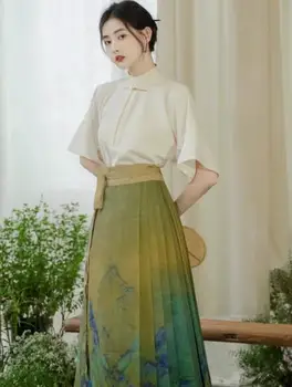 Новое платье в китайском стиле, легкое и тонкое, Hanfu Qianli Jiangshan, юбка с лошадиным лицом
