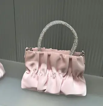 Модная женская сумка, Облачные плиссированные сумки на руль, женские сумки из искусственной кожи, Дизайнерские роскошные сумки для покупок, розовые сумки для женщин