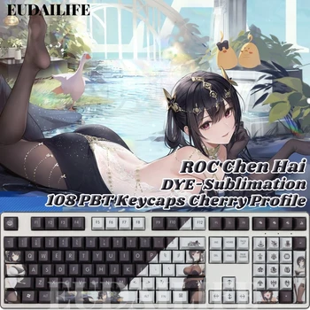ROC Chen Hai 108 Keycap PBT Azur Lane Игровая краска для сублимации Вишневый Профиль MX Переключатель с поперечной осью, крышка для клавиш, механическая клавиатура