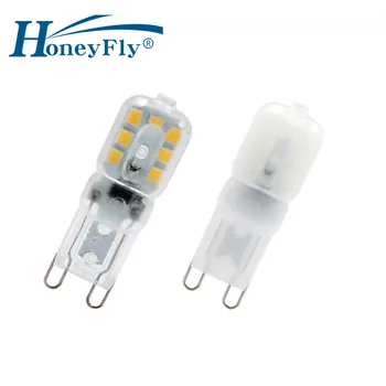 HoneyFly 5шт G9 Светодиодная Кукурузная Лампа 2 Вт 220 В Капсула Прозрачный Матовый Кристалл Теплый Белый G9 COB Светодиодная Лампа Заменить G9 Галогенную Лампу