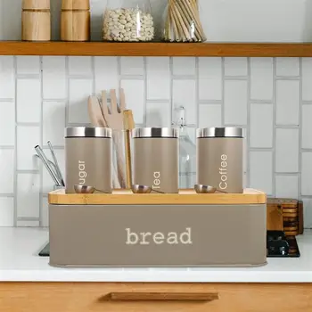1 Комплект Коробка для хранения хлеба, Ящик для чая, коробка для закусок, Кухонные контейнеры, Декор для дома