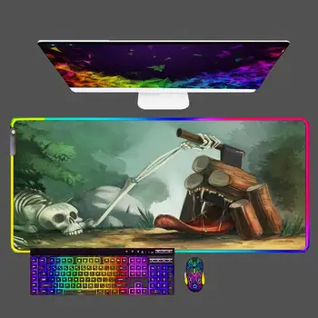 Rust Аниме RGB Большой коврик для мыши XXL Pc Speed для киберспортивных игроков 900x400 со светодиодной подсветкой, клавиатура для ноутбука, Резиновый коврик для мыши