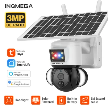 Камера INQMEGA TUYA с солнечной панелью, функцией обнаружения движения PIR, может устанавливаться отдельно, видеонаблюдение CCTV поддерживает Alexa