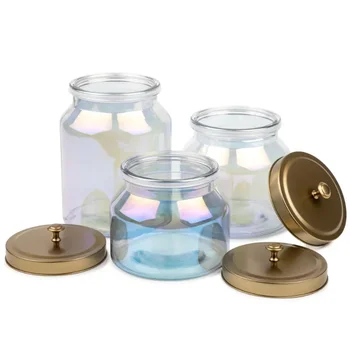 Радужные стеклянные банки для хранения, комплект из 3 предметов
